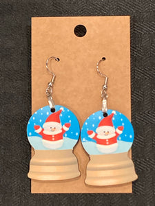 Santa Snowman (SG06) - Snow Globe Earrings