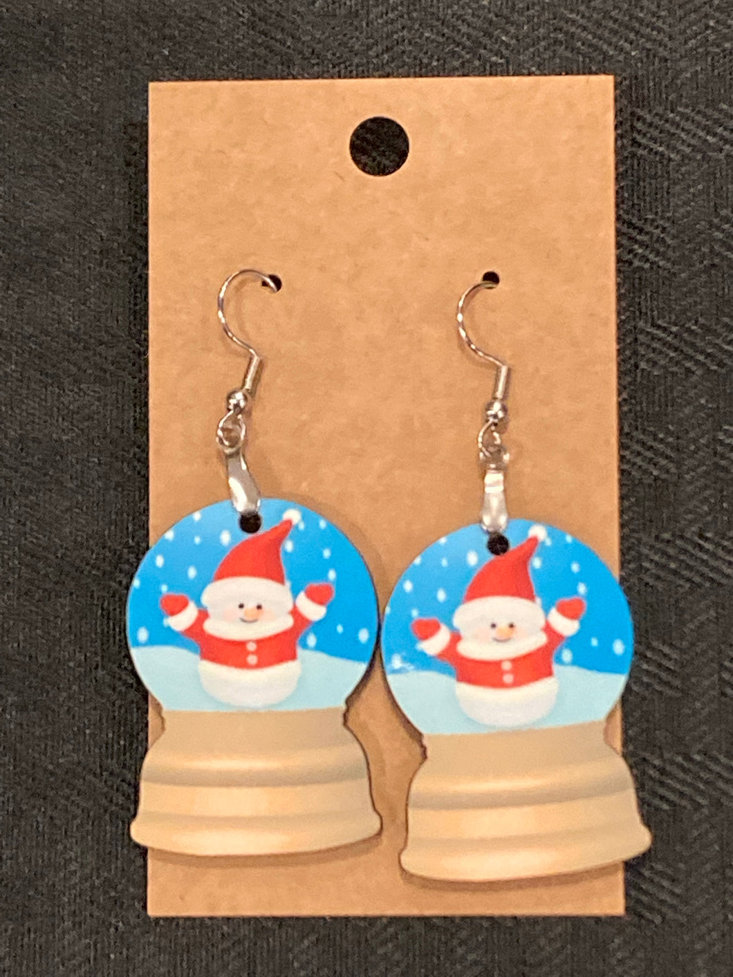 Santa Snowman (SG06) - Snow Globe Earrings