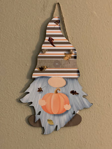 Fall Pumpkin (G14) Gnome Wall Hanging Sign - Medium