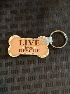 Live Love Rescue (DB07) - Dog Bone Keychain