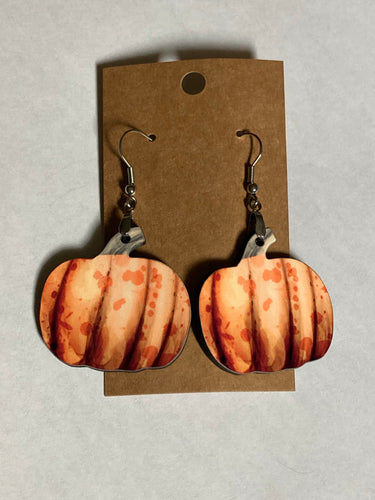 Orange with Brown Stem (PU04) - Pumpkin Earrings 1.5