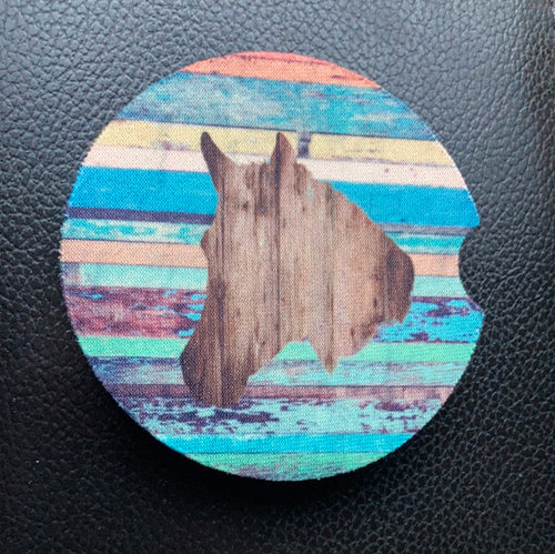 Car Coaster - Horse Multicolor Wood Background - R109