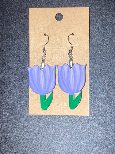 Purple (T06) Tulip Shape Earrings - 1.5”