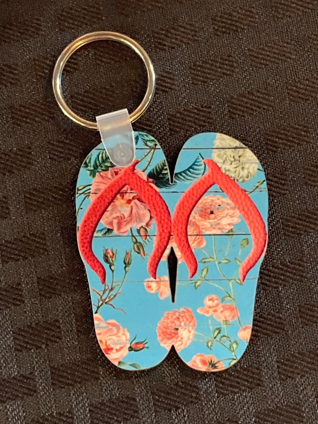 Wood Floral (FF26) - Double Flip Flop Keychain