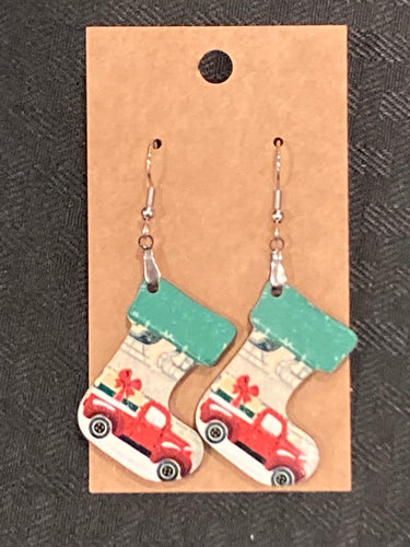 Red Truck (ST07) - Stocking Earrings