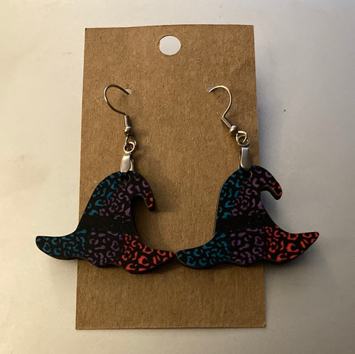 Multicolor Print (WH01) Witch Hat Earrings