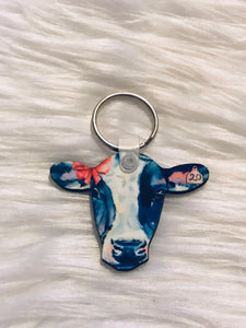 Black & White with Ear Tag (CH03) - Cow Head Keychain