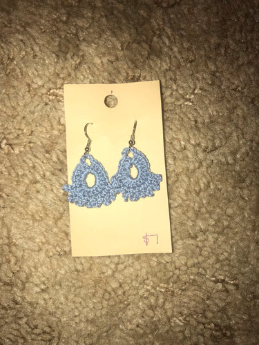 Light Blue Crocheted Earrings